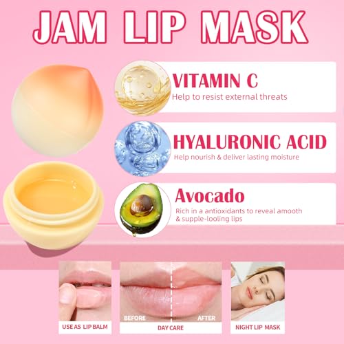 6 PCS Mini Strawberry Lemon Peach Cherry Moisturizing Lip Sleeping Mask Set Y763975