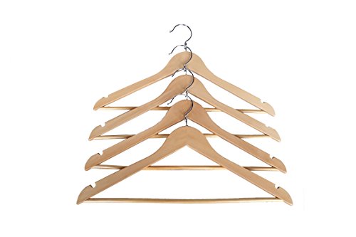 Natural Wooden Hangers 50 Pack with Pants Bar G133