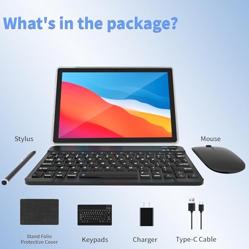 Silvery 10 Inch Tablet with 6GB RAM 64GB ROM Keyboard Mouse Q695607