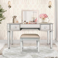 Mirrored Vanity Desk with Drawers and Stool G54363