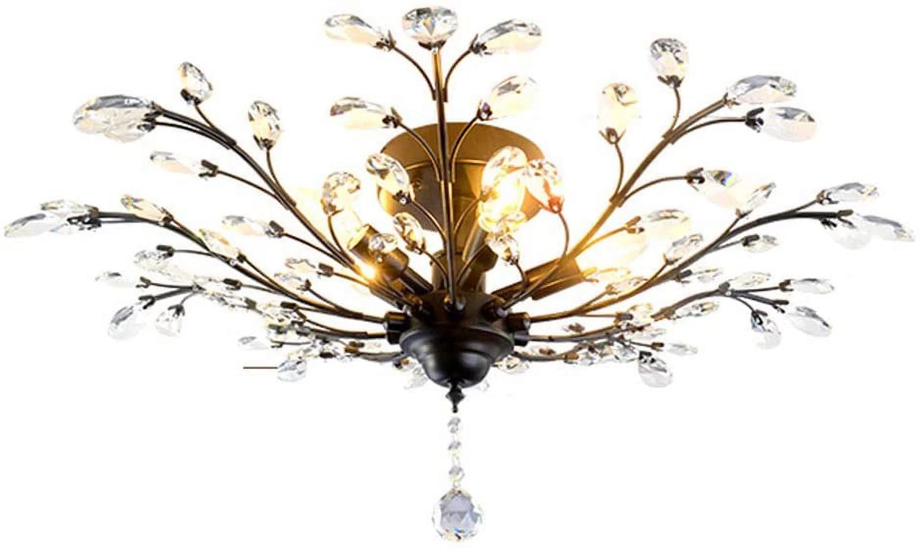 Vintage Large Crystal Semi Flush Mount Ceiling Light Fixture Chandelier L28705