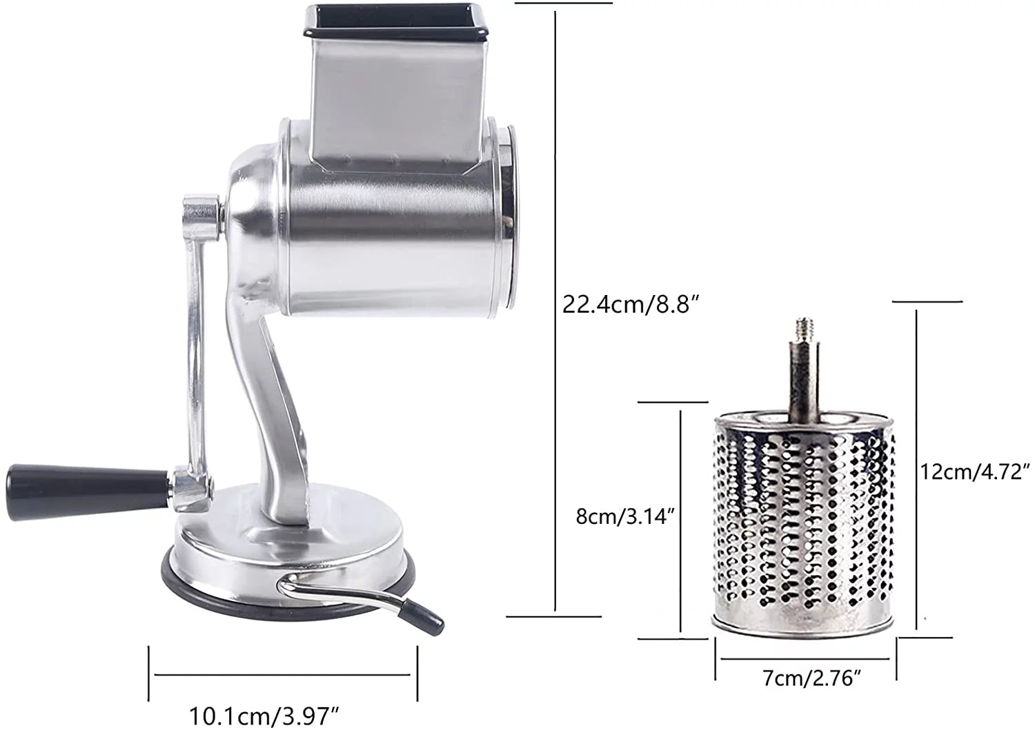 Manual Rotary Drum Food Grater Vegetable Shredder Slicer Grinder Set with 5 Blade Y5086