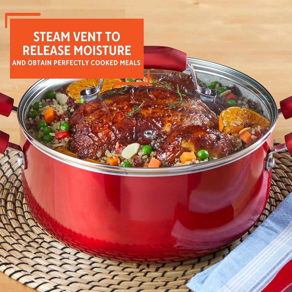 Red 4.9Qt Dutch Oven with Glass Lid T2931