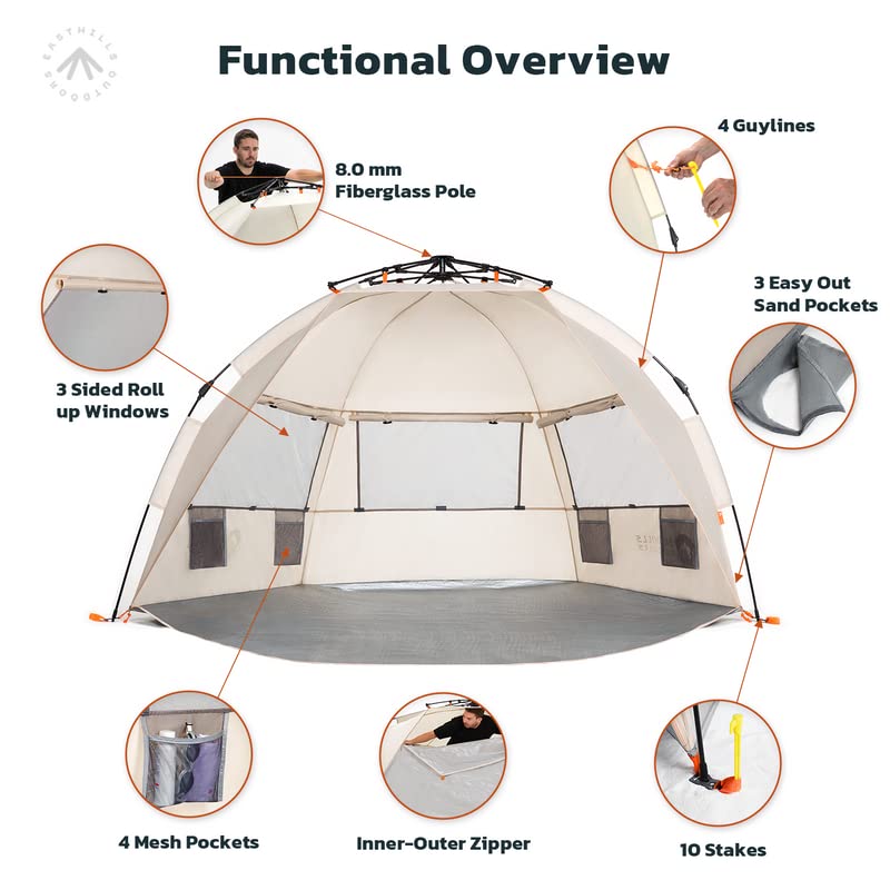 Blue Instant Beach Tent Sun Shelter X4074
