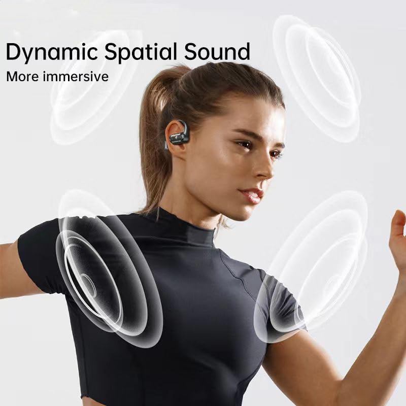 Black Open Ear Bluetooth Wireless Earbuds with Ear Hooks 50H Playtime W4630