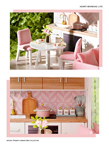 Wooden DIY Dollhouse Kit, 1:32 Scale Miniature with Furniture, Dust Proof Cover N575534