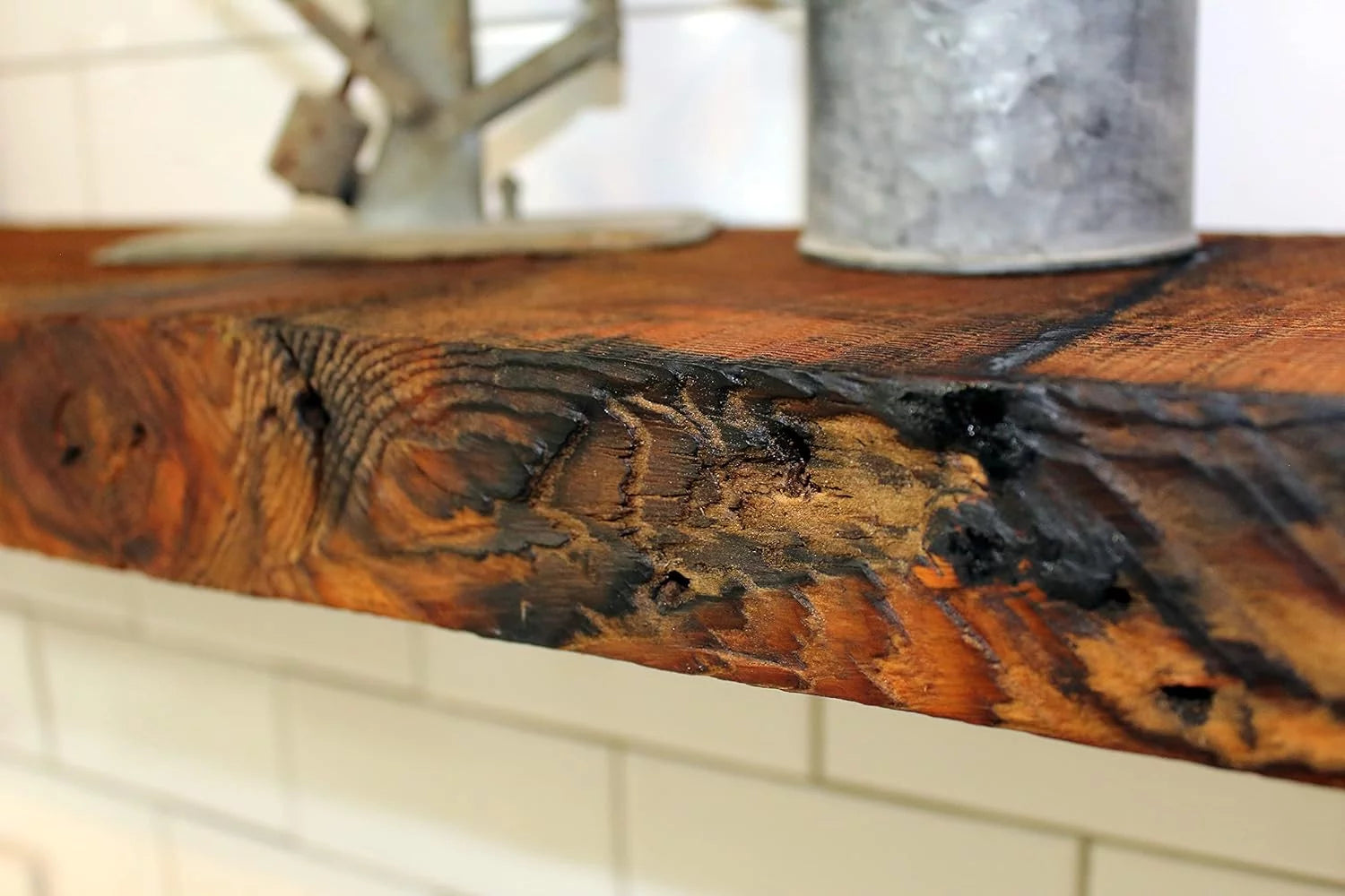 Reclaimed Wood Mantel Shelf, 66" L X 8" D, 2" Thickness O44768
