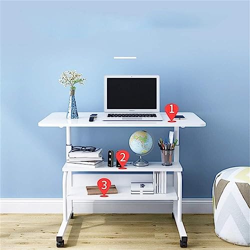 Adjustable Height Mobile Laptop Desk on Wheels (Oak) M24669