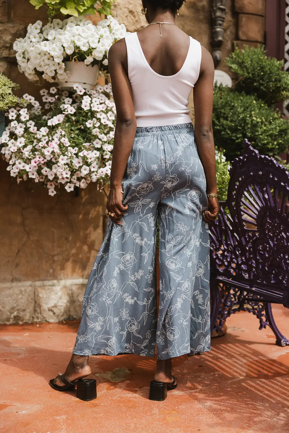 Floral Pants in Blue V678
