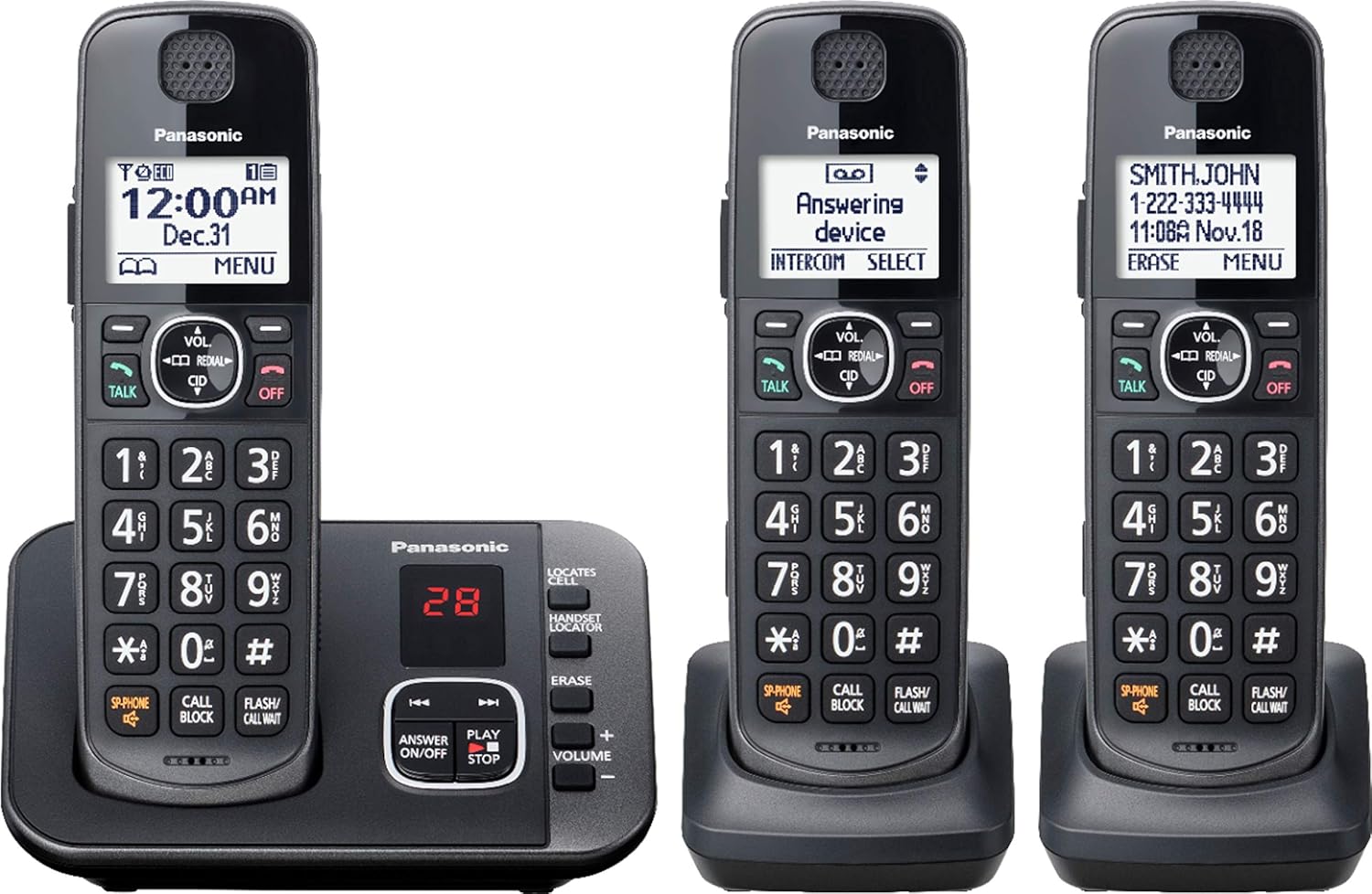 3 Handset Cordless Phone with Answering Machine G835387