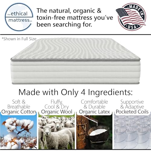 10" Hybrid Mattress with Organic Cotton, Wool, Latex & Pocketed Coils - Queen Size T3432