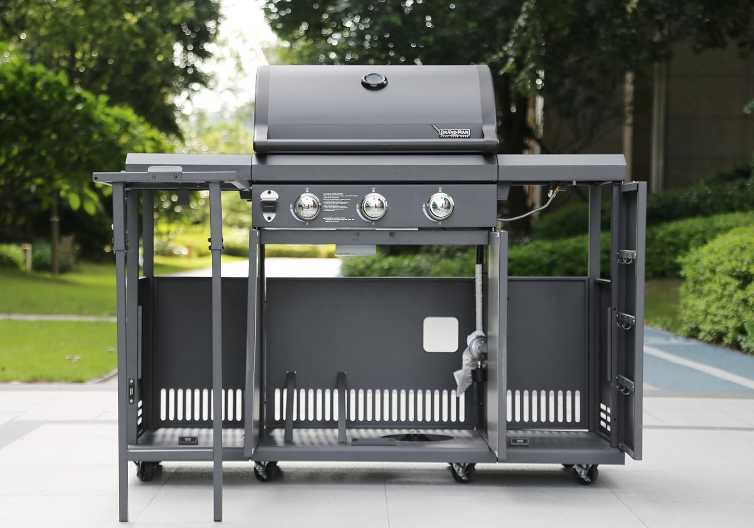 3-Burner Propane Gas BBQ Grill, Stainless Steel, Gray S47799