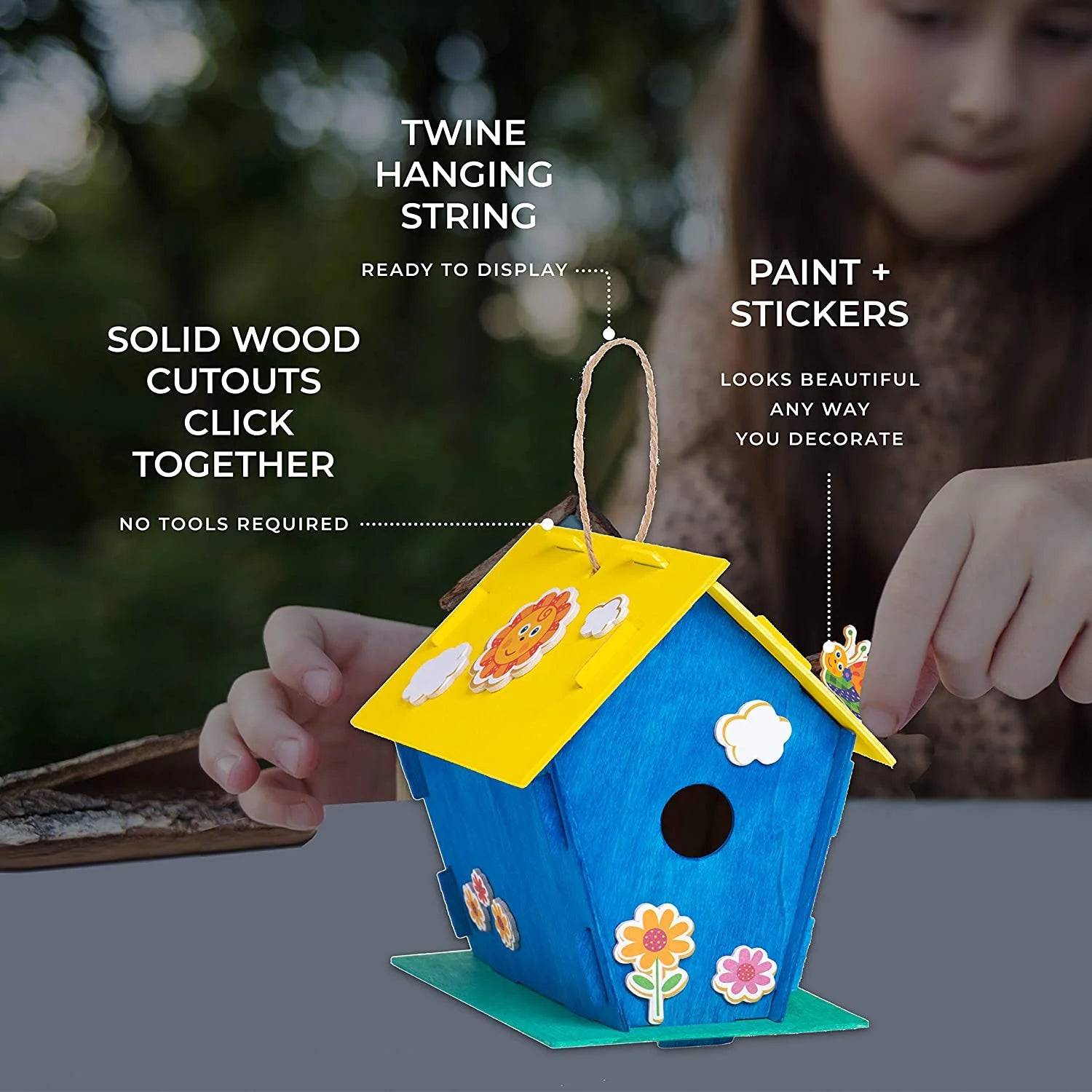 12 Wooden Birdhouse Crafts for Kids with Paint Strips, Paintbrushes & Stickers K97965