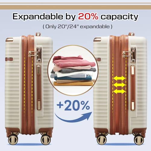 3 Piece Expandable Hard Shell Suitcase Set with Spinner Wheels and TSA Lock Q788
