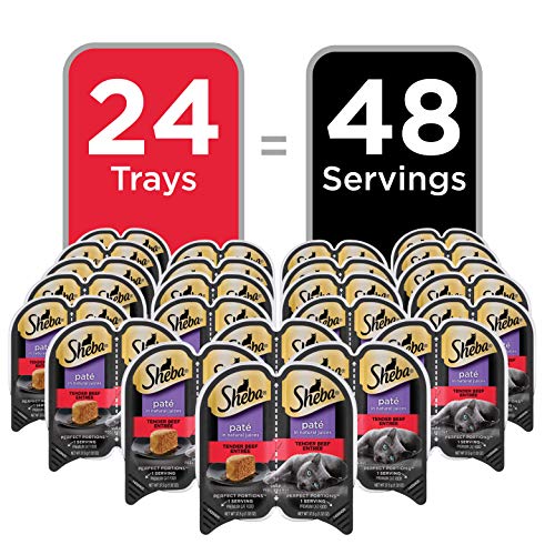 Paté Wet Cat Food Trays, 24 Count, 48 Servings, Tender Whitefish and Tuna Entrée, Twin-Pack Trays B8608