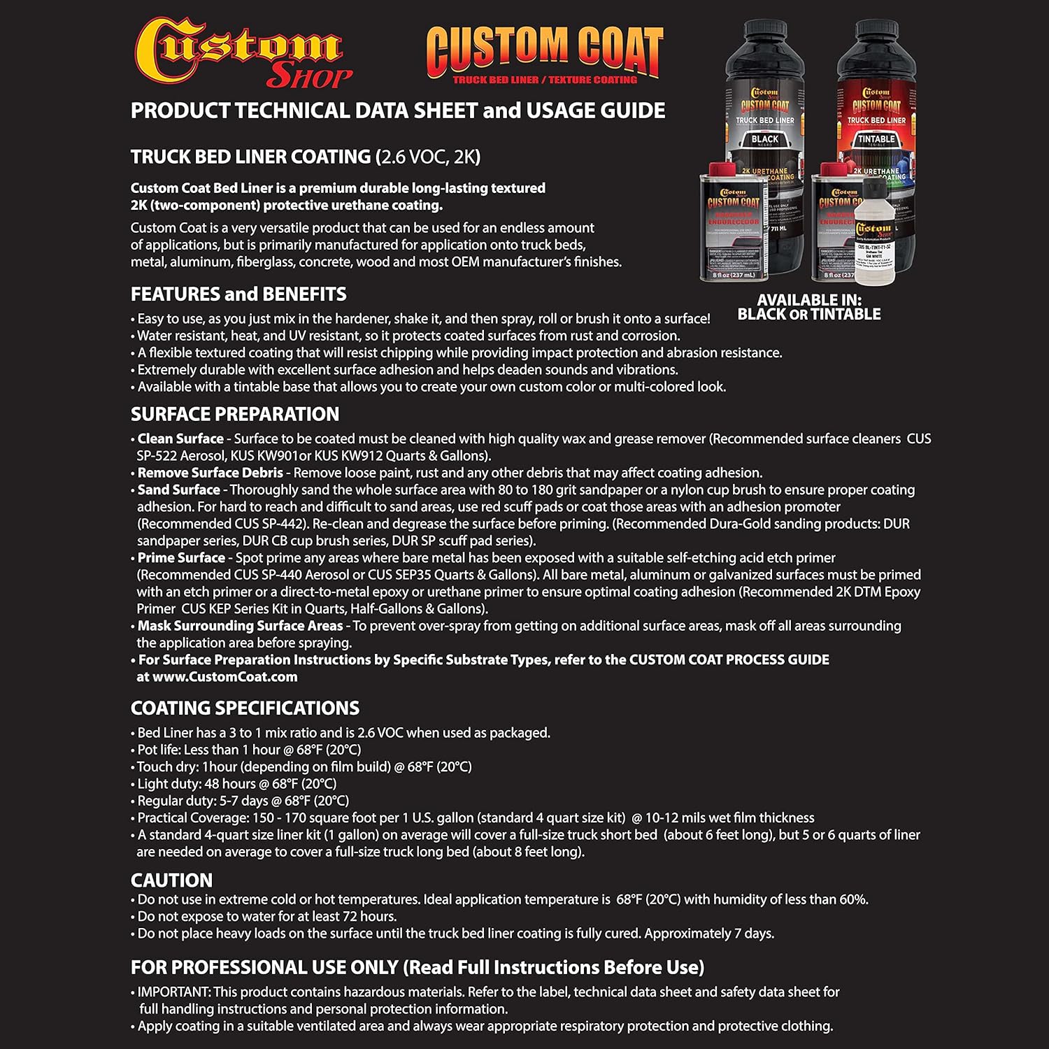 Black 1 Gallon Urethane Truck Bed Liner Kit K758826