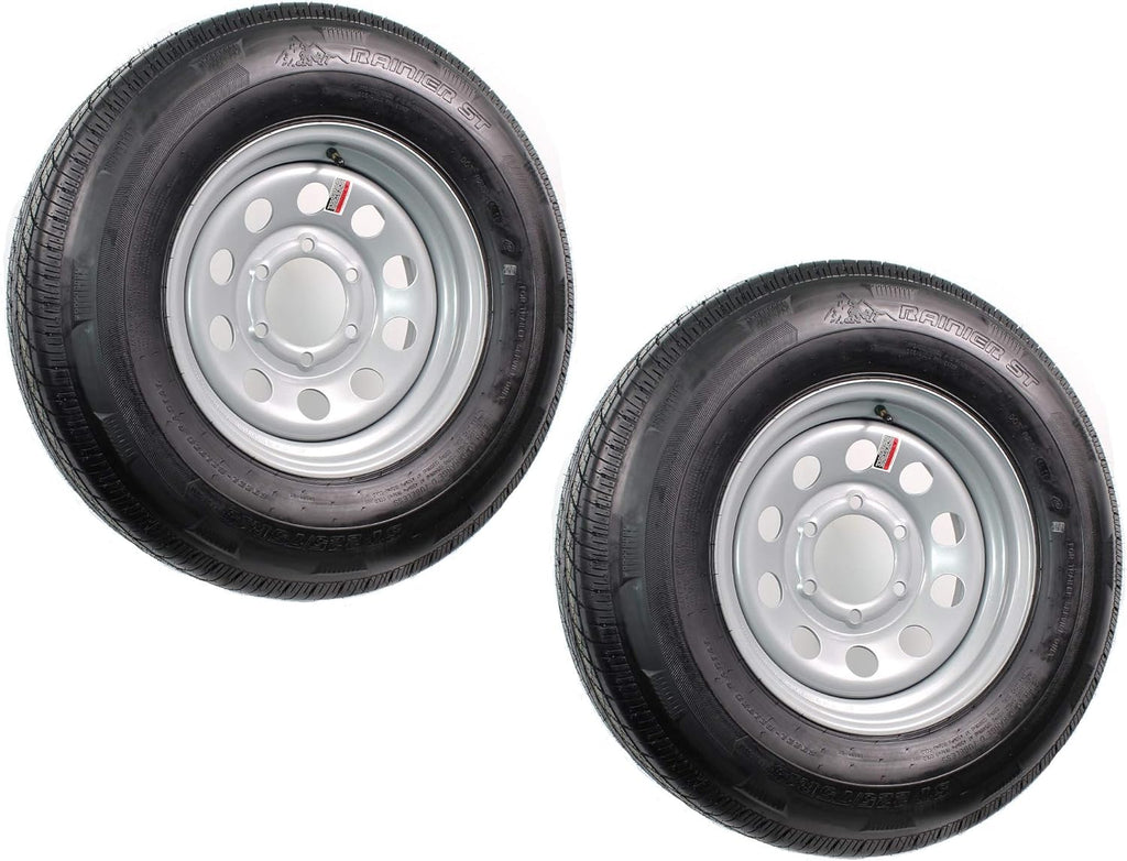2-Pack Radial Trailer Tire On Rim ST225/75R15 15 LRD 6 Lug Silver Modular Wheel X4764