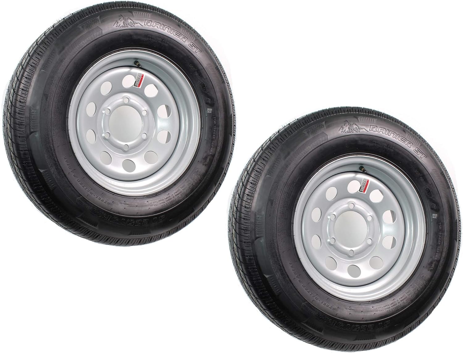 2-Pack Radial Trailer Tire On Rim ST225/75R15 15 LRD 6 Lug Silver Modular Wheel X4764