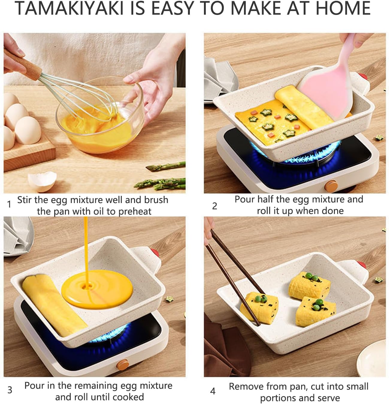 White Non Stick Rectangle Tamagoyaki Pan 6 X 7 Inch A123897
