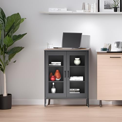 Black 70" Tall Metal Storage Cabinet with 4 Adjustable Shelves D3111