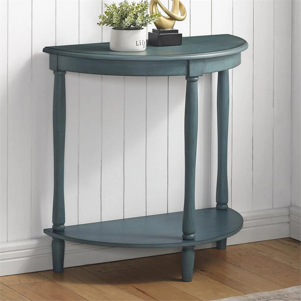 Antique Green Wood 1-Shelf Console Table X4744