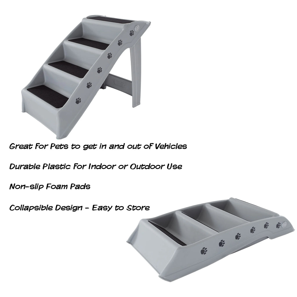 Gray 4 Step Pet Stairs E245274