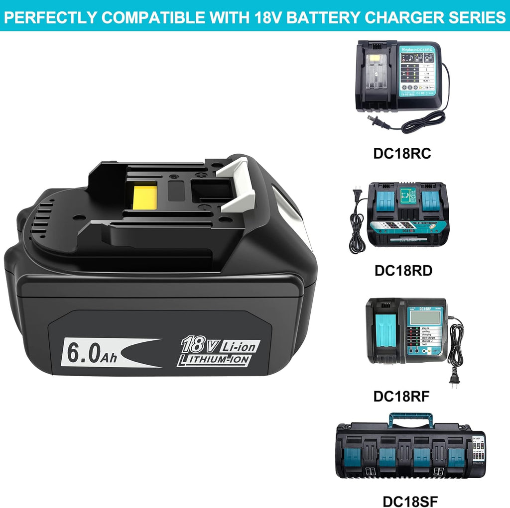 2 Packs 6.0Ah 18 Volt Battery Replacement with LED Indicator M4556