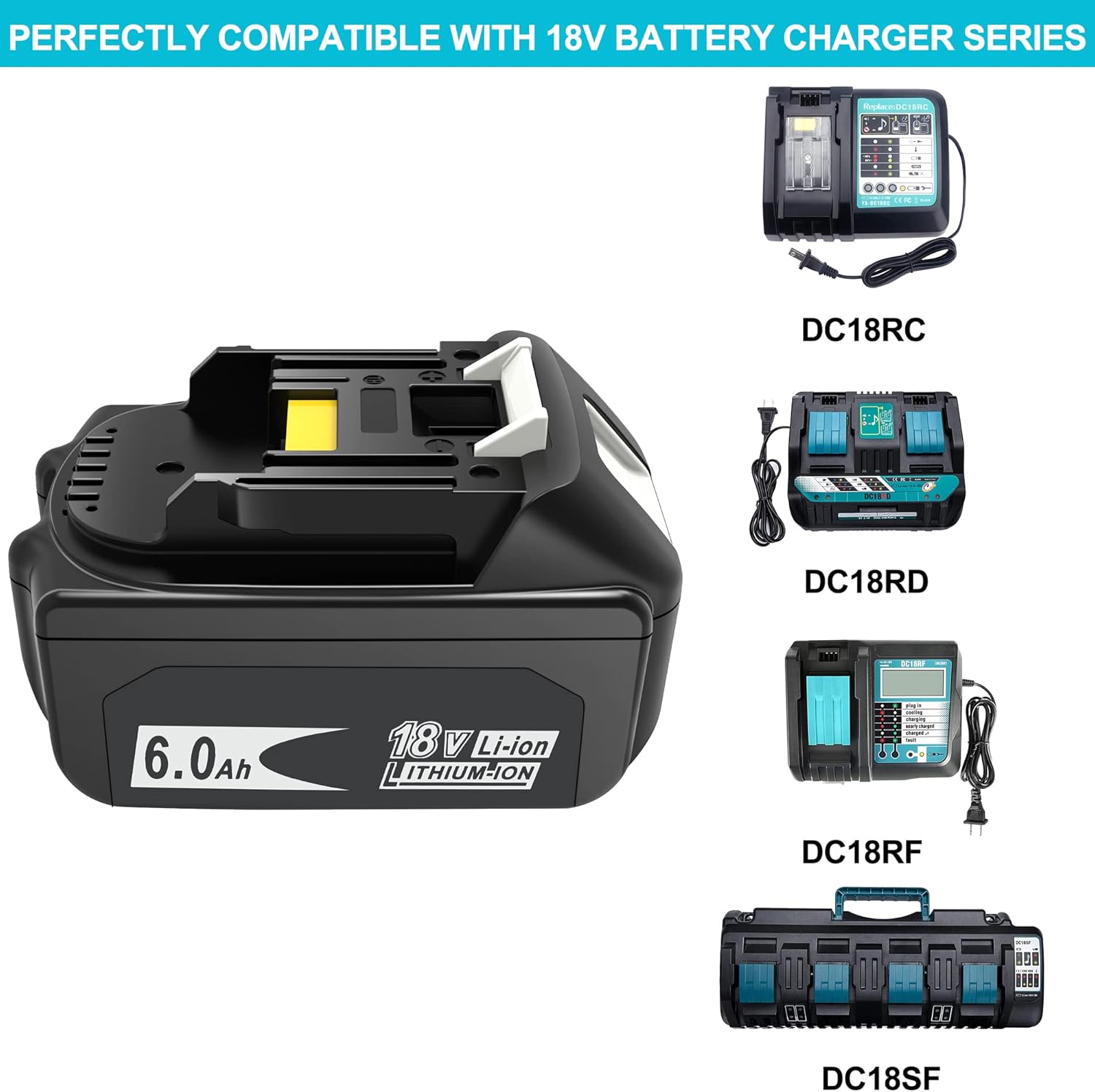2 Packs 6.0Ah 18 Volt Battery Replacement with LED Indicator M4556
