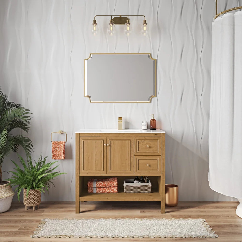 Natural Oak Bathroom Vanity S34493