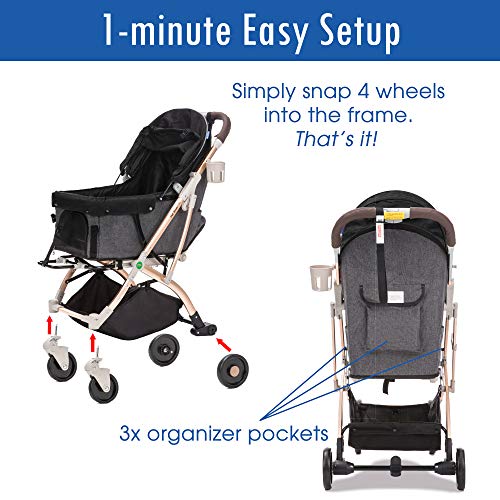 Taupe Light-Weight Pet Stroller with Aluminum Frame J3654