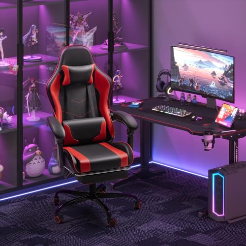 White Ergonomic Gaming Chair with Footrest and Massage Lumbar Support I603