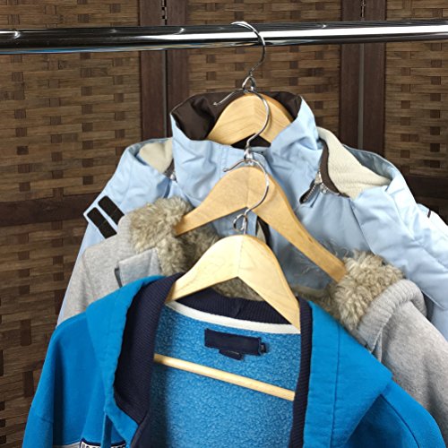 Natural Wooden Hangers 50 Pack with Pants Bar G133
