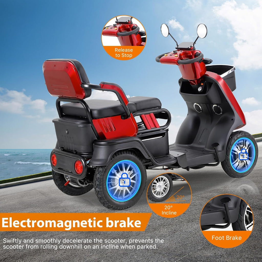 Red Heavy Duty Double Seat Mobility Scooter E523945
