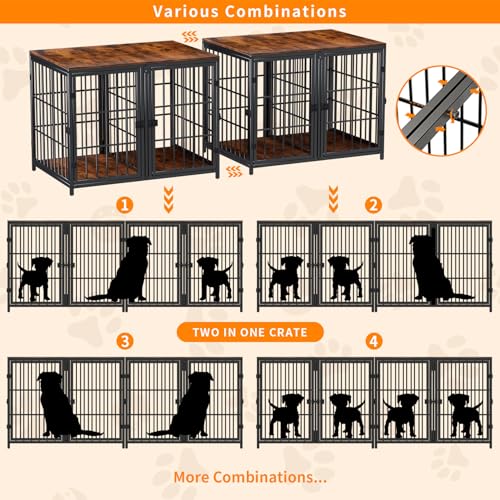 Large Wooden Dog Crate Furniture with Removable Divider K89923