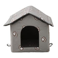 Black Weatherproof Insulated Cat House with Transparent Curtain N298176