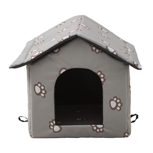 Black Weatherproof Insulated Cat House with Transparent Curtain N298176