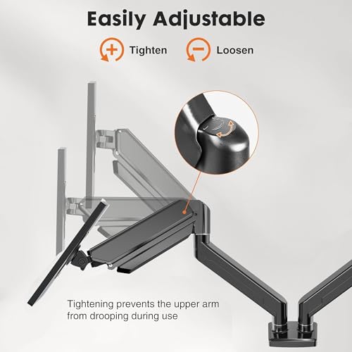 Dual Monitor Stand for 13 to 32 Inch Screen, Dual Monitor Arm Desk Mount Max 22 lbs Each Arm, VESA 75x75 100x100 W137234