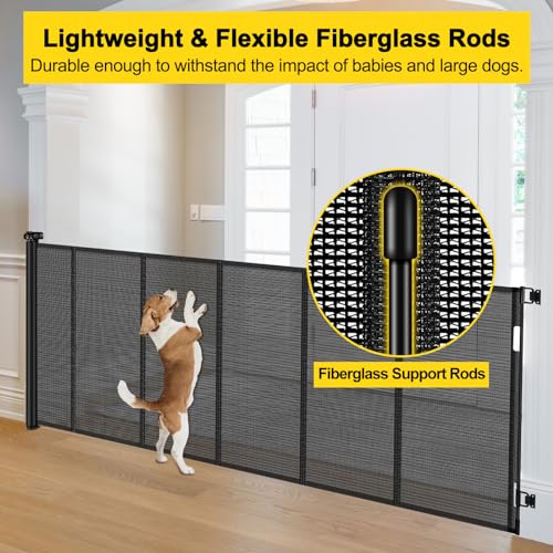 Black 42" x 80" Retractable Baby Gate T915
