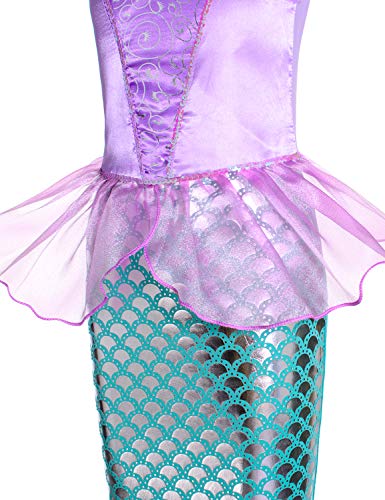 Pink Little Girls Princess Mermaid Costume with Wig Crown P5662