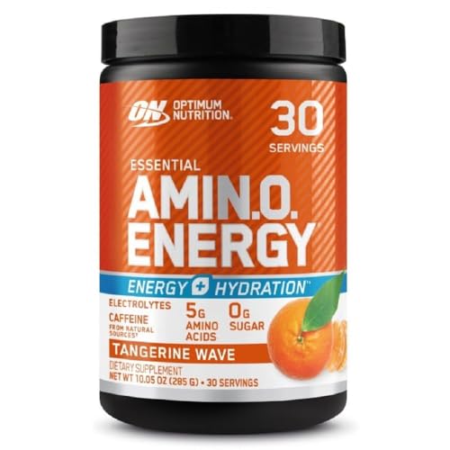 Tangerine Wave 30 Servings Amino Energy Powder with BCAA, Electrolytes, and Caffeine S560696