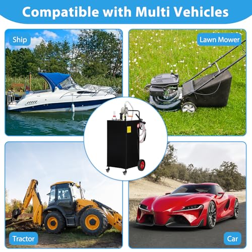 30 Gallon Portable Gas Caddy on 4 Wheels with Manual Transfer Pump J30138