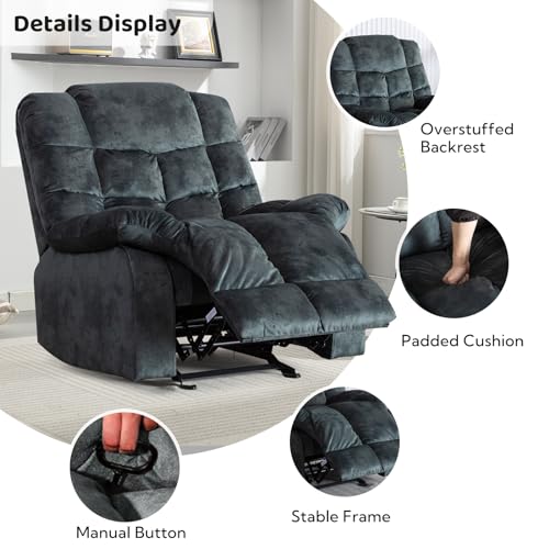 Soft Fabric Reclining Chair with Padded Backrest and Armrests Y703