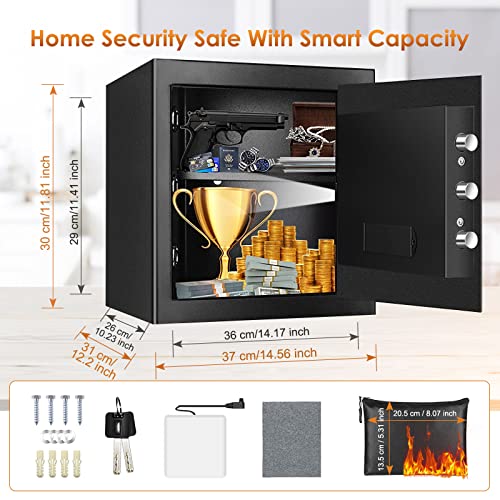 2.5 Cub Fireproof Waterproof Large Cabinet Safe Box with Fireproof Document Bag and Removable Shelf Digital Safe Z5136