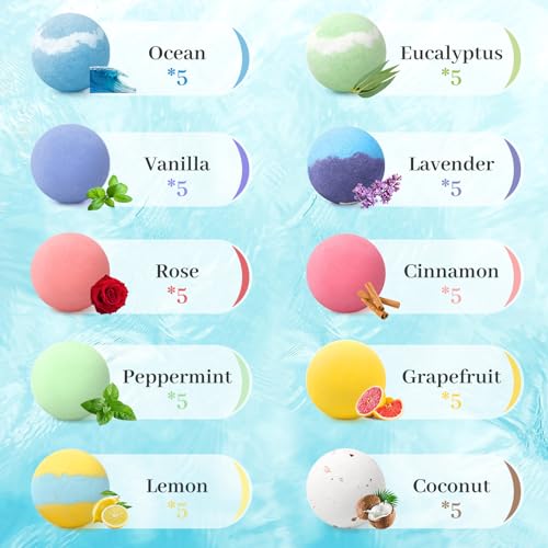 50 PCS Bath Bombs with 10 Scents A212