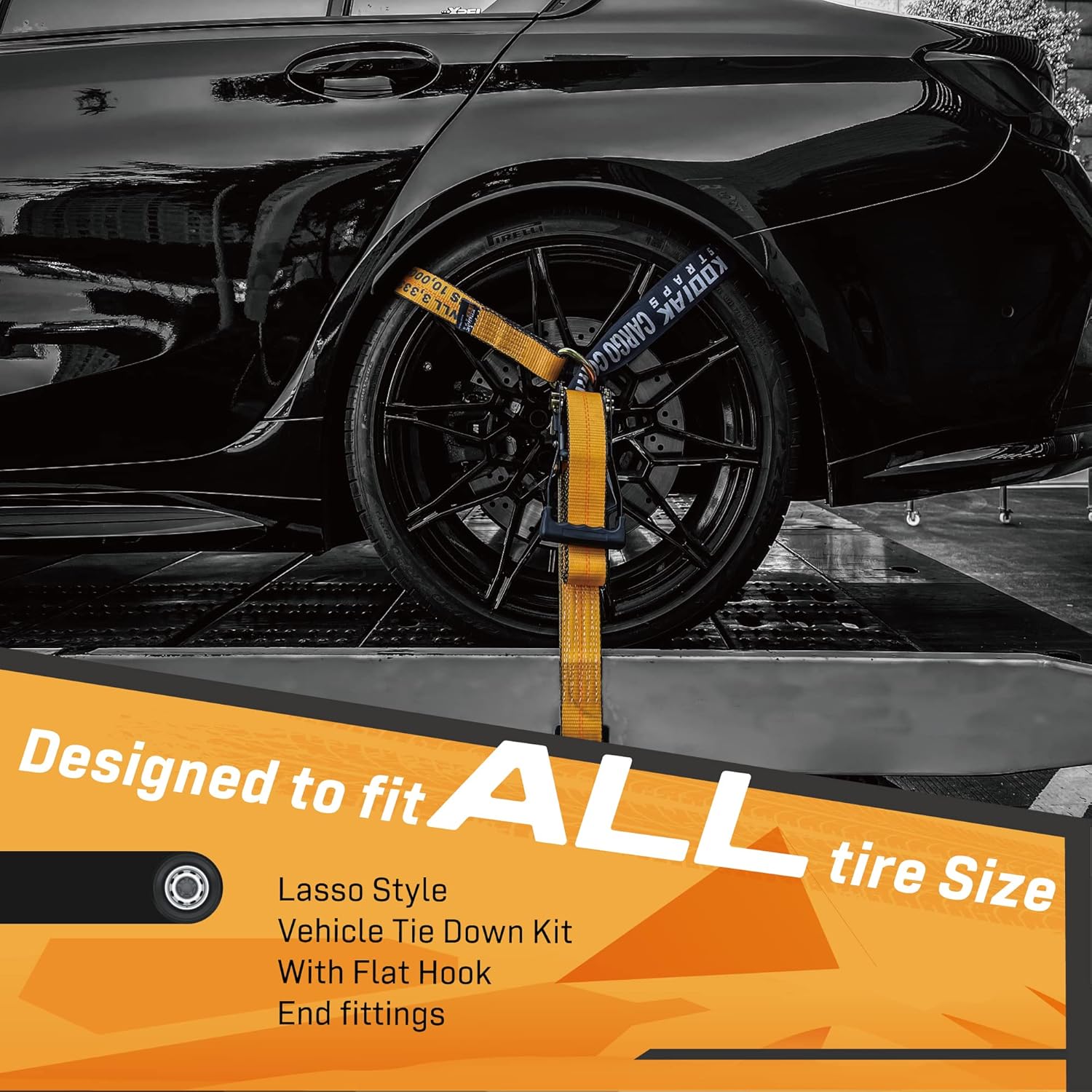 4 Pack Ratchet Car Tie Down Strap with Flat Hooks 2" x 144'' Heavy Duty 10,000lbs Min Break Strength Tire Straps T196627