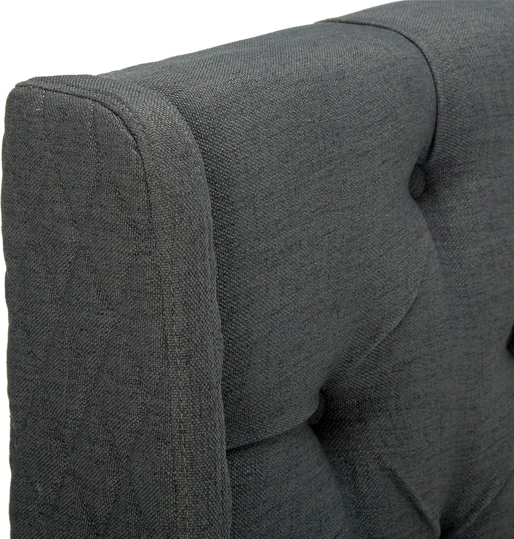 Queen Dark Gray Black Tufted Fabric Headboard B190
