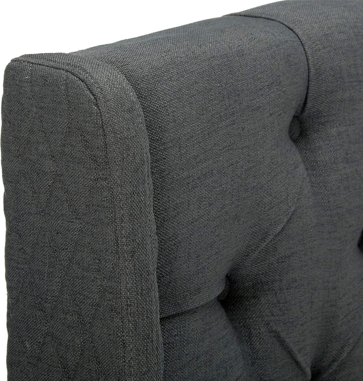 Queen Dark Gray Black Tufted Fabric Headboard B190