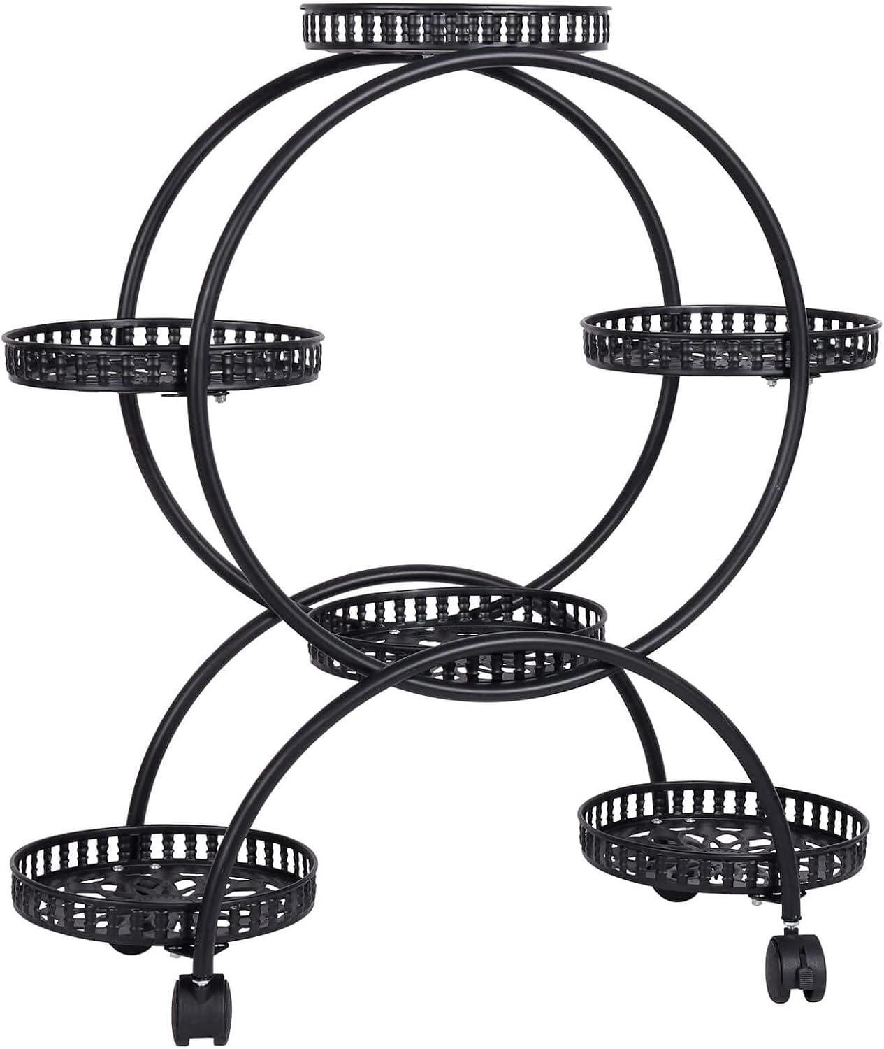 Metal Plant Stand 6-Potted with Wheels 4 Tier Y3871