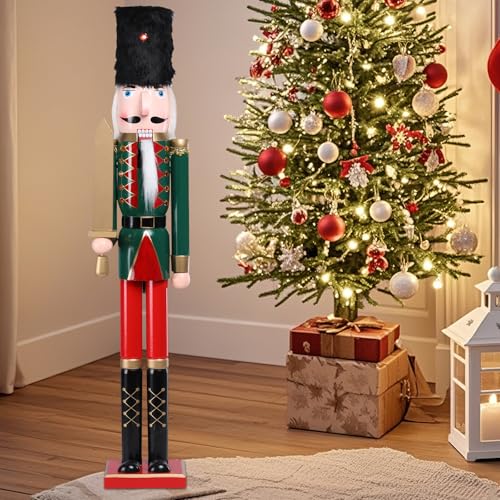 42 Inch Wooden Christmas Nutcracker with Black Fur Hat H325926