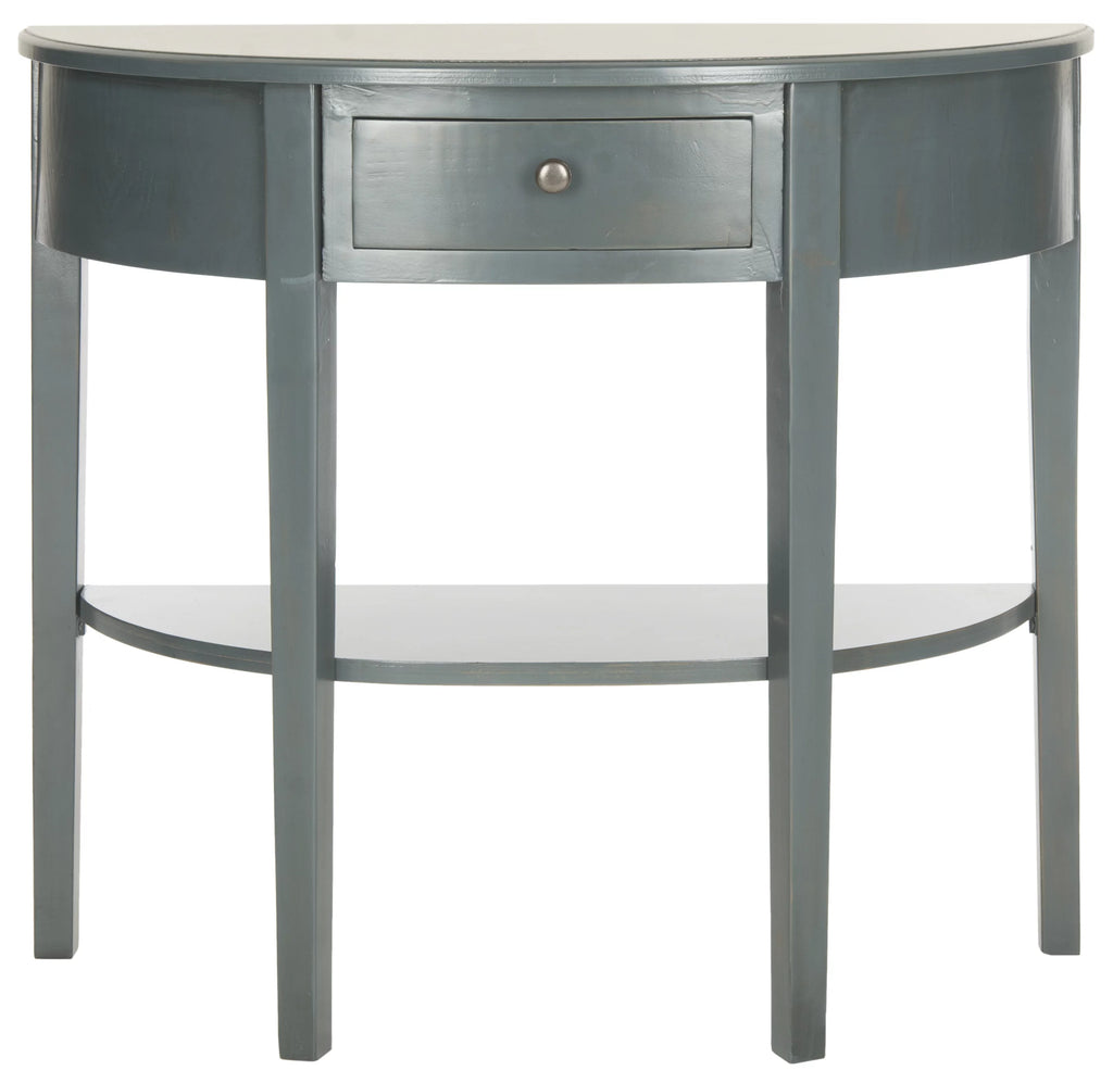 Steel Teal Demilune Console with Storage Drawer U385016